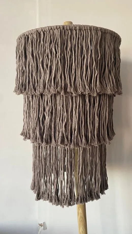 Handmade three-tier macramé fringe lamp